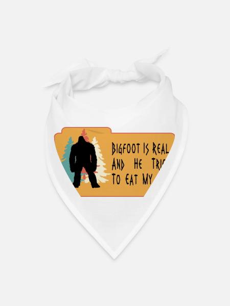Bigfoot, hide and seek, Bigfoot Is Real - Bandana - white - Front
