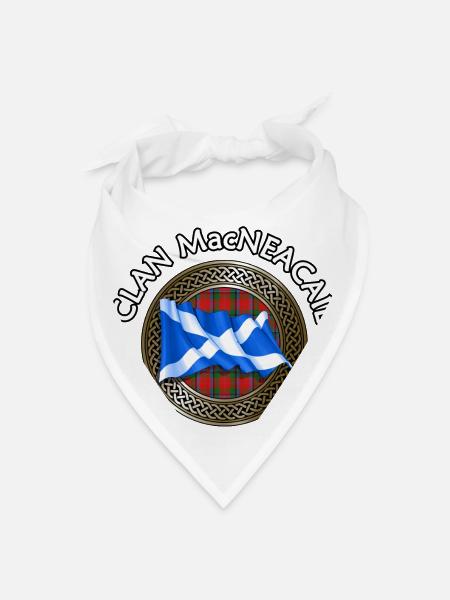 Clan MacNeacail | MacNicol Tartan Knot & Flag - Bandana - white