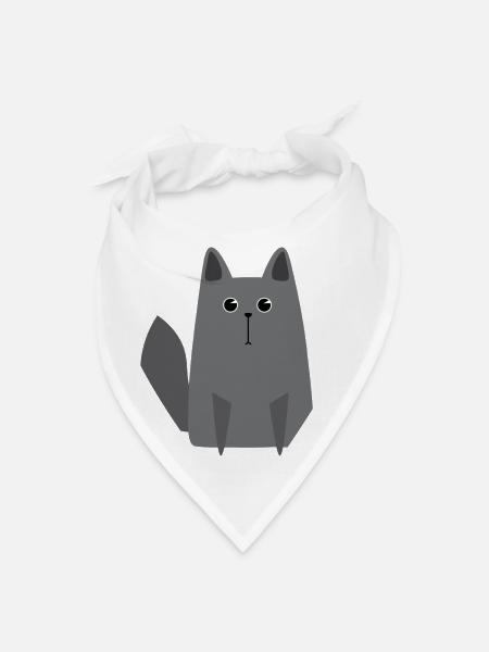 Grey Cat Sitting - Bandana - white