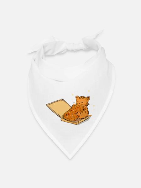 Kitty eating pizza - Bandana - white