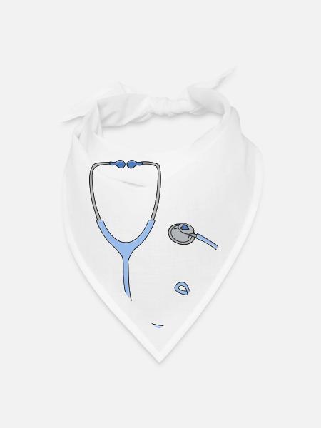 DESIGNBlue heart stethoscope - Bandana - white - Front