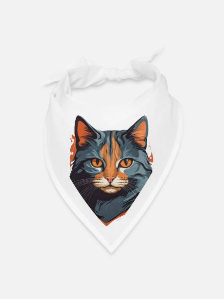 Cat face 2 - Bandana - white - Front