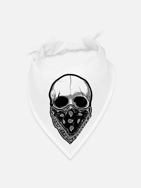 Skull with Mask - Bandana - white - Front