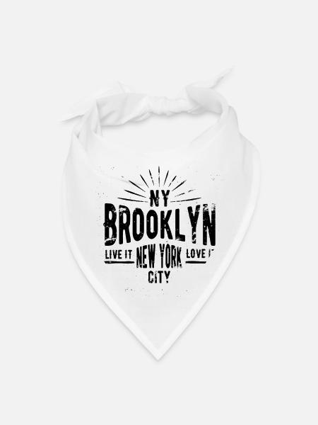 Distressed, Brooklyn, New York, City, NYC, Design - Bandana - white - Front