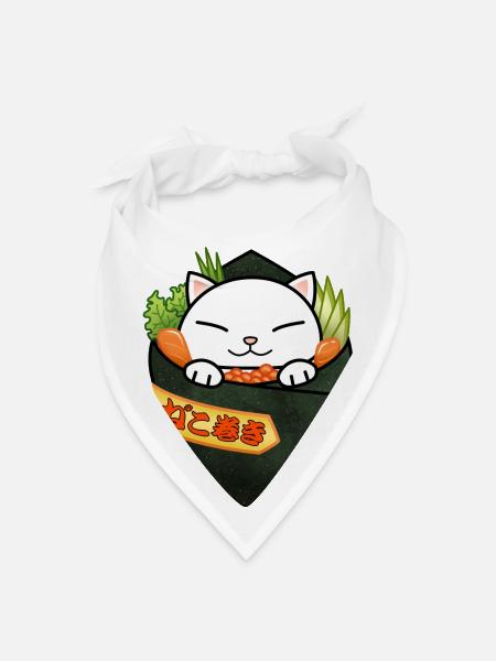 Chubby Cat Temaki Sushi - Bandana - white - Front
