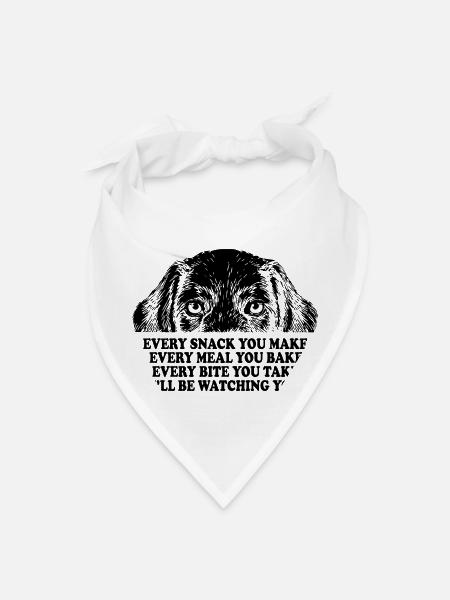 Dog Watching Snack Meal Bite - Bandana - white - Front