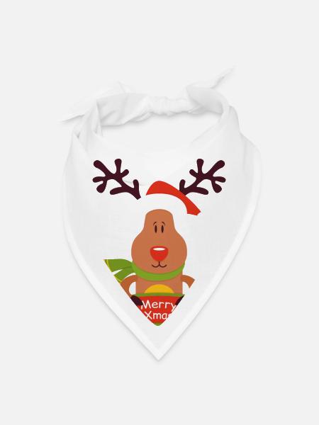 Christmas Reindeer Happy Christmas And A Happy New - Bandana - white