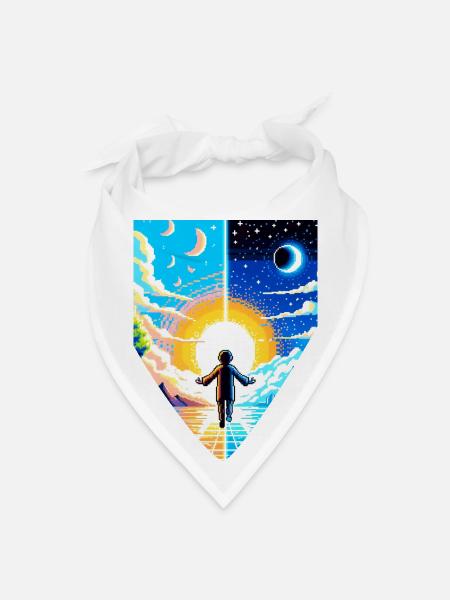 Serene Digital-Nature Blend - Pixel Art - Bandana - white - Front