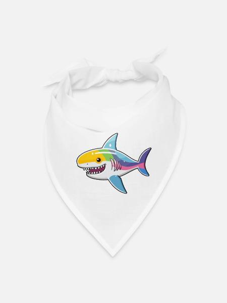 Kawaii Shark - Colorful Depths - Bandana - white - Front
