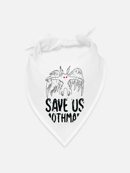 Halloween Mothman Mythical Line Art Beast Monster - Bandana - white - Front