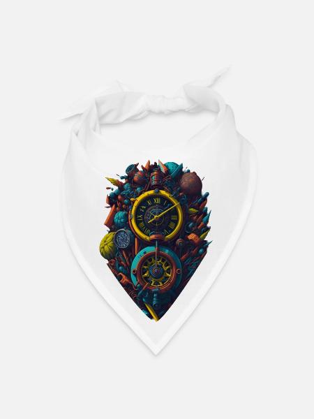 Clocks with roses time clock watch rose - Bandana - white - Front