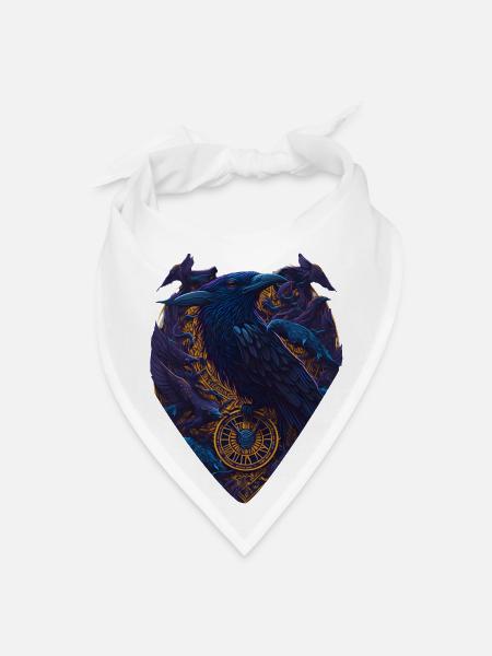Raven with a clock abstract bird ravens - Bandana - white - Front