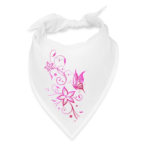 Flowers Summer Tendril Butterfly Pink Watercolor - Bandana
