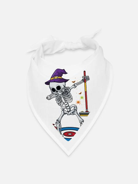 Curling Player Ice Sports Dabbing Skeleton Curling - Bandana - white