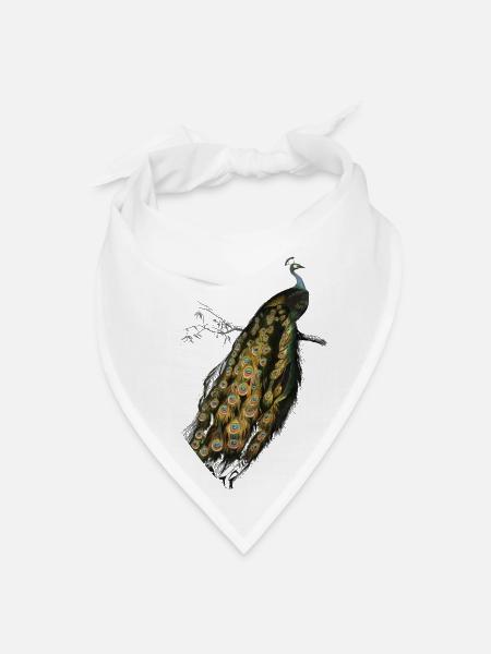 Beautiful Peacock - Bandana - white - Front