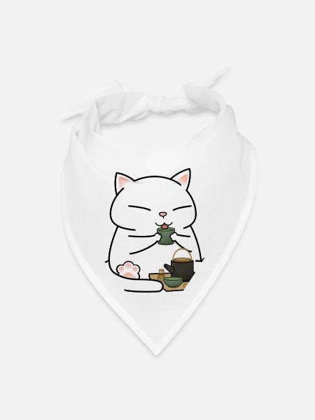 Chubby Cat Tea - Bandana - white - Front