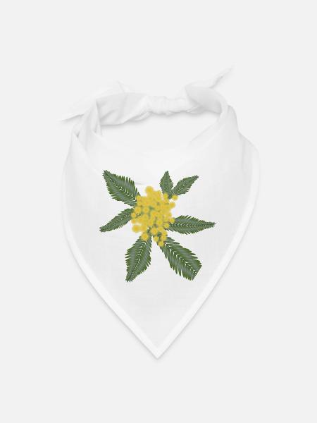 Silver Wattle with its yellow flower pompoms - Bandana - white - Front