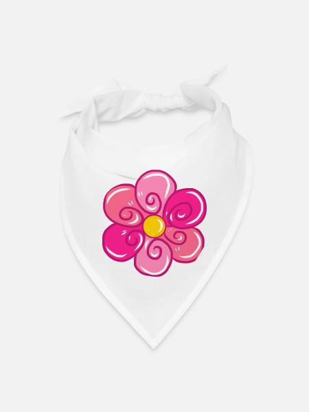 Pink Flower - Bandana - white