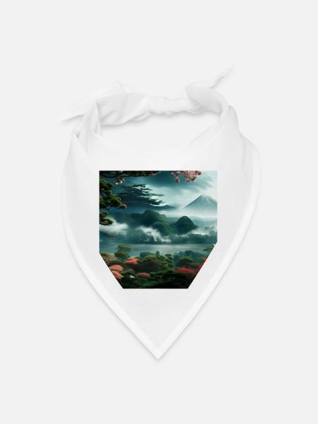 Peaceful Japanese nature - Bandana - white