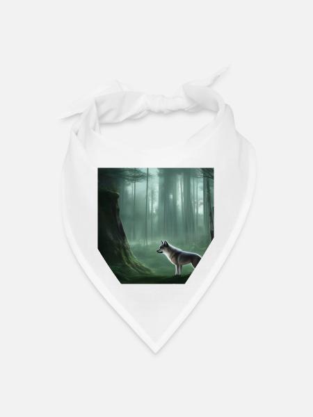 White wolf in the forest - Bandana - white