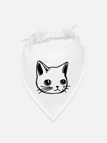 Monochrome cat face - Bandana - white - Front