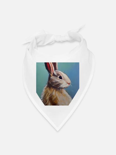 Light Brown Rabbit - Bandana - white - Front