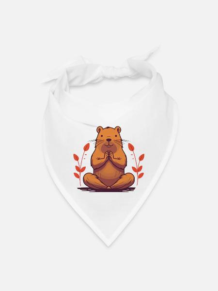YOGI Capybara Cute Rodent Doing YOGA - Bandana - white - Front