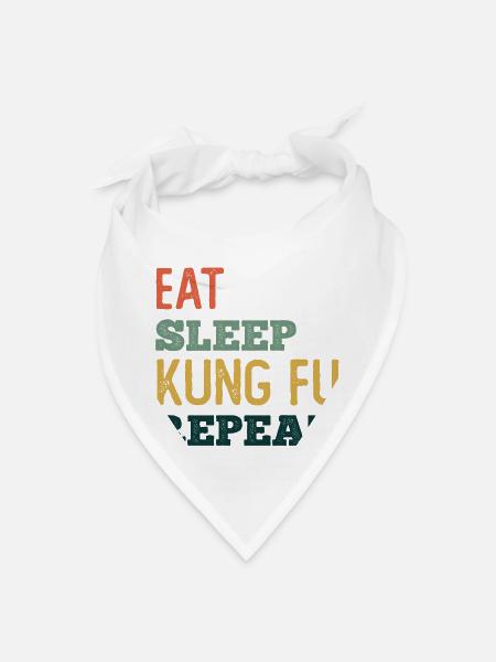 Eat Sleep Kung Fu Repeat - Bandana - white