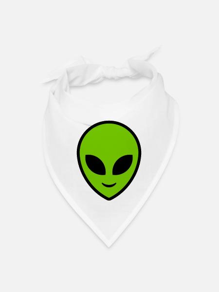 Alien. Green Alien head - Bandana - white - Front