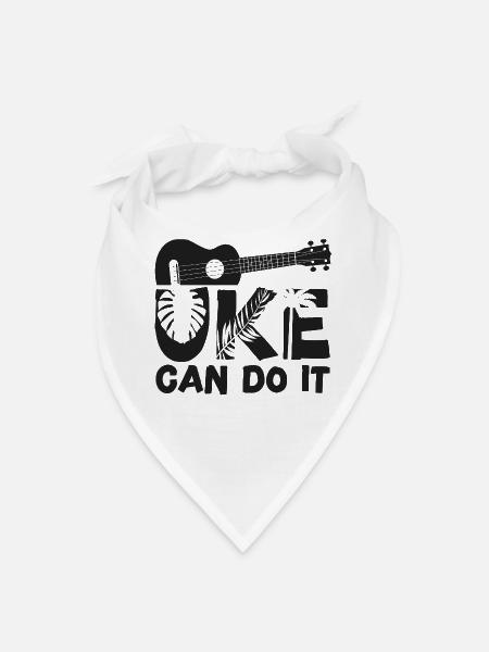 Hawaiian Ukulele Uke Uke Can Do It - Bandana - white - Front