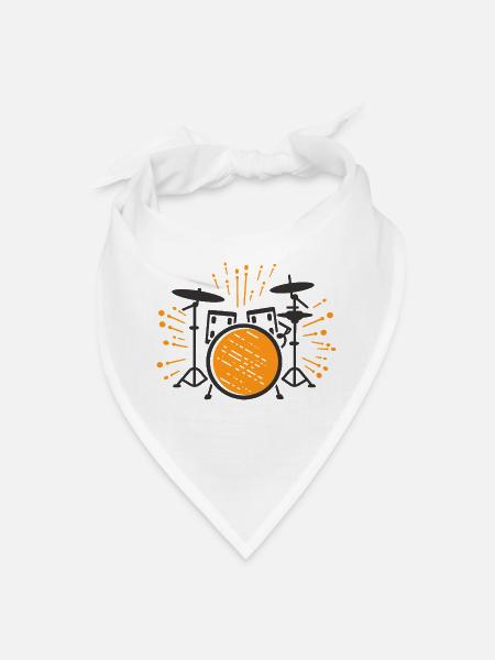Drum Set Cartoon Look - Bandana - white - Front