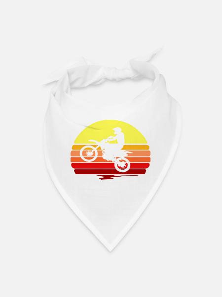 Retro Sunset Dirt Bike Rider - Bandana - white