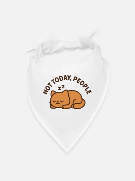 Not Today People, Sleepy Cat - Bandana - white - Front