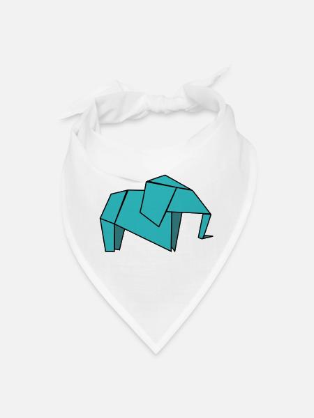 Origami Elephant - Geometric Silhouette - Bandana - white - Front