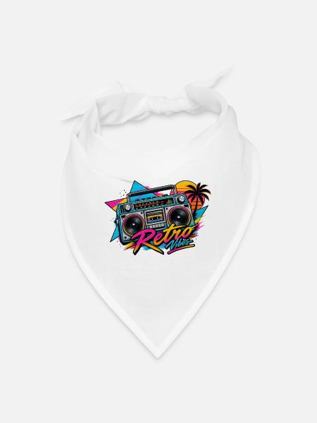 Tropical Summer Retro Vibes - 80s Boombox Art - Bandana - white - Front