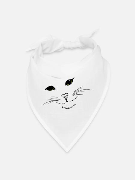 Cat Face - Bandana - white - Front