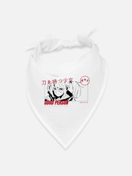 Minimalist Anime Girl Good Person Japanese Art - Bandana - white