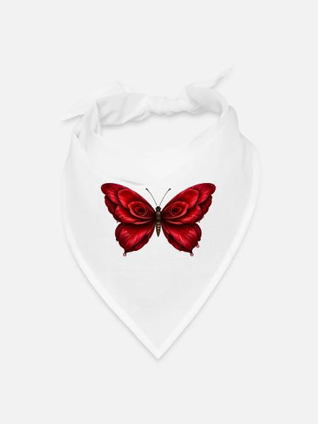 Rose Wings – Butterfly Made of Red Blossoms - Bandana - white