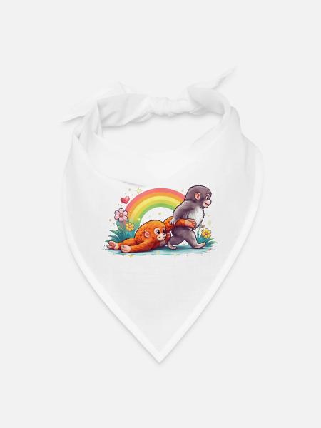 Rainbow Bond Playful Monkeys Parade - Bandana - white