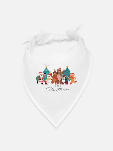 Whimsical Christmas Critters - Bandana - white