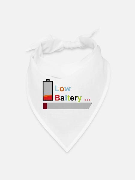 Retro Pixel Art Low Battery 1 Percent Energy - Bandana - white - Front