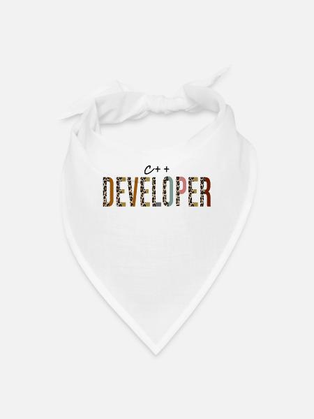 C++ developer Leopard Print Funny - Bandana - white - Front