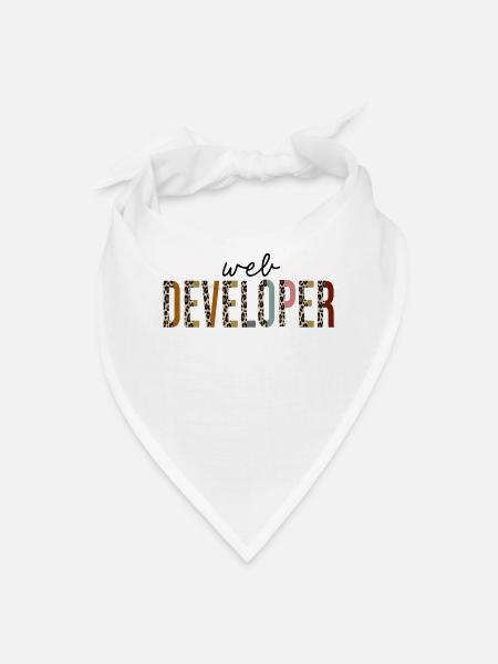 web developer Leopard Print Funny - Bandana - white - Front