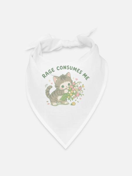 Funny Office Worker Angry Kitten Illustration - Bandana - white - Front