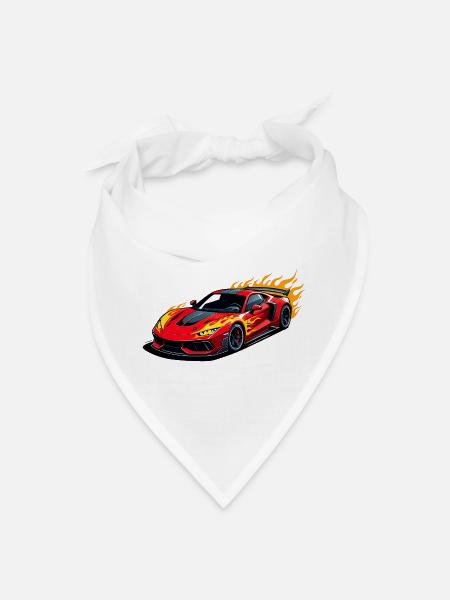Flaming Red Racer - Bandana - white