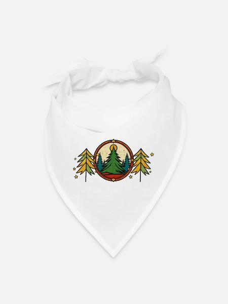 Forest Circle Night Sky Retro - Bandana - white - Front