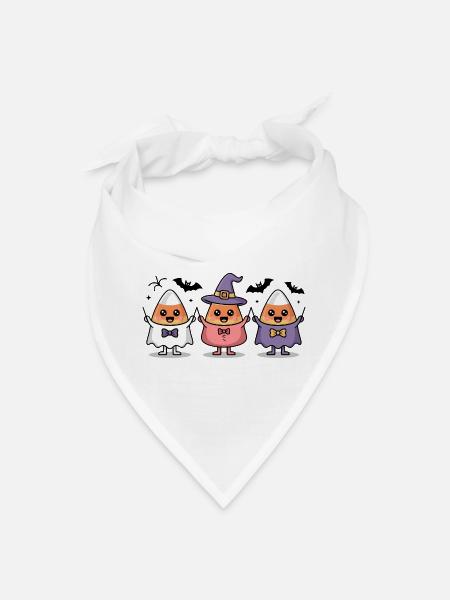 Candy Corn Ghost Trio Halloween - Bandana - white - Front