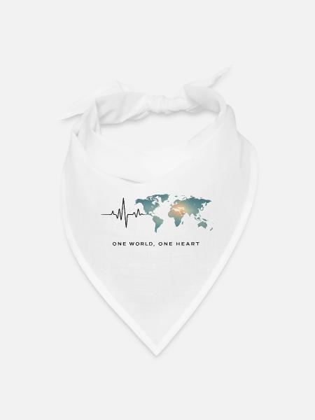 One World One Heart Map - Bandana - white
