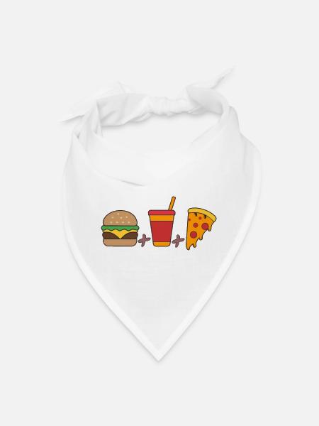 Fast–Food Trio: Burger, Soda, Pizza Slice in Bold - Bandana - white