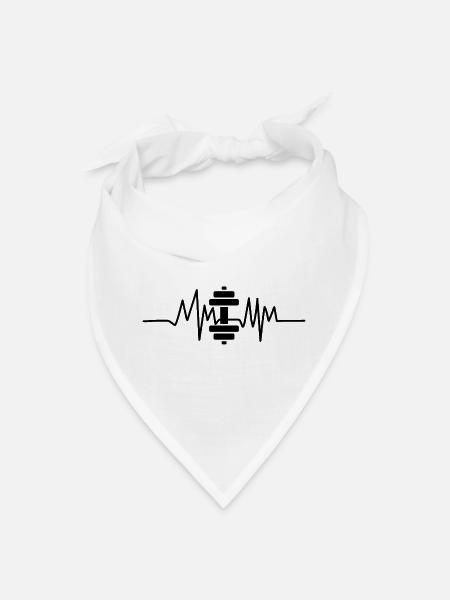 ECG (EKG) Dumbbell black - Bandana - white - Front